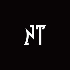 NT monogram logo with curved side style design template