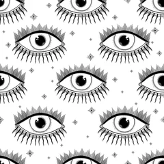 Deurstickers Ogen Naadloze patroon ogen magische embleem. Mystic vintage stijl.