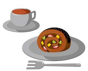 ロールケーキ　苺　生クリーム　ケーキ