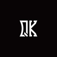 Fototapeta premium QK monogram logo with curved side style design template
