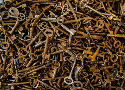 Antique keys for sale at a flea market