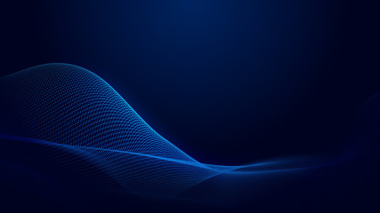 Dot blue wave light screen gradient texture background. Abstract ai technology big data digital background. 3d rendering.