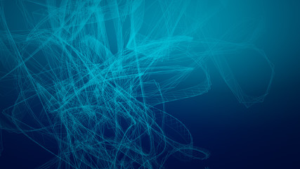 High tech blue wave dark background. Abstract technology big data digital background. 3d rendering.