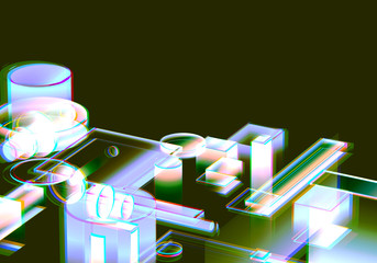 3D Visualization of data and glitch technology background. Abstract technology innovation future digital background. 3d rendering.