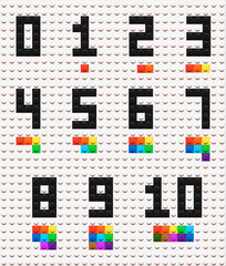 Vector numbers made from kids blocks/bricks. Learning numbers. 1 - 10 digits © Veaceslav