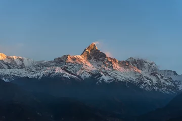 Machapuchare sunrise view in Dhampus Pokhara Nepal.