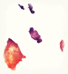 La Digue Island watercolor map of Seychelles