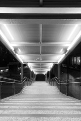 Stairway of modern pedistrican walkway at night