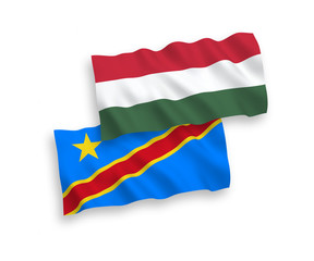 Flags of Democratic Republic of the Congo and Hungary on a white background
