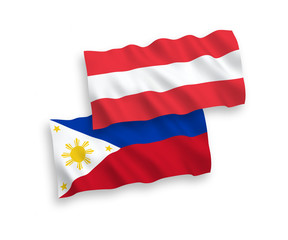 Flags of Austria and Philippines on a white background