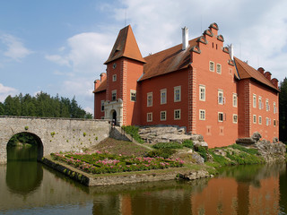 Renaissance water castle called Cervena Lhota, South Bohemia, Czech Republic.