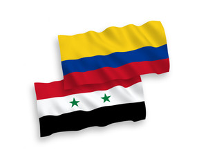 Flags of Colombia and Syria on a white background