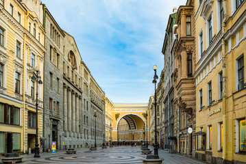 Arc de Triomphe of the General Headquarters Building on Palace Square. Saint Petersburg