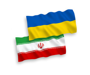 Flags of Iran and Ukraine on a white background