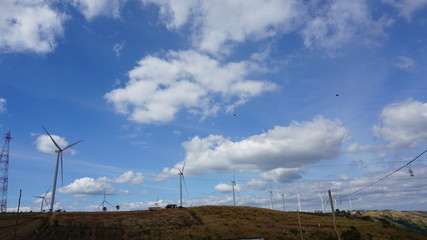 Steam turbines on the mountain.
