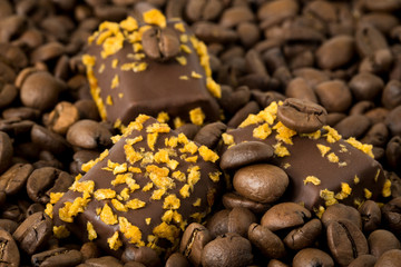 Chocolate pralines with coffee beans