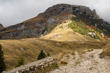 Autumn view of Bucegi Mountains, Bucegi National Park, Romania, perfect day for hiking