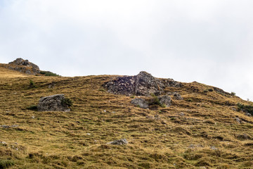 Autumn view of Bucegi Mountains, Bucegi National Park, Romania, perfect day for hiking