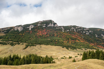 Obraz premium Autumn view of Bucegi Mountains, Bucegi National Park, Romania, perfect day for hiking