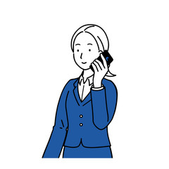 Oblique illustration of woman using smartphone, upper body.