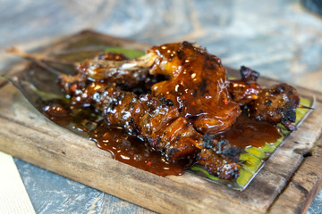 Filipino style fork and chicken barbeque