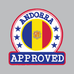 Stamp of Approved logo with Andorra flag in the round shape on the center.