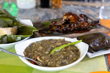 Filipino food laing with barbeque