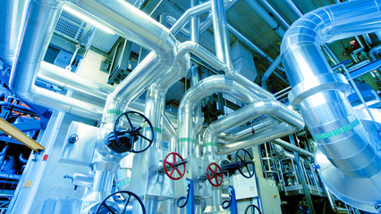 Industrial zone, Steel pipelines, valves and cables