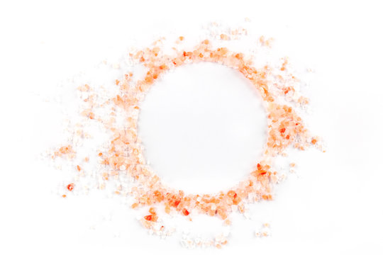 Pink Himalayan salt, forming a frame with a place for text, a design for a menu cover