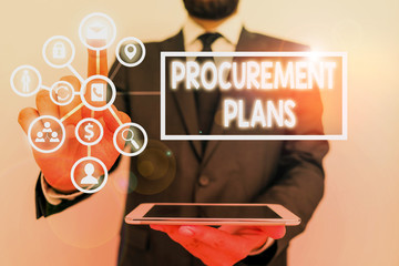 Text sign showing Procurement Plans. Business photo text determining the timeframes for their...