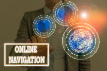 Conceptual hand writing showing Online Navigation. Concept meaning navigating a network of...