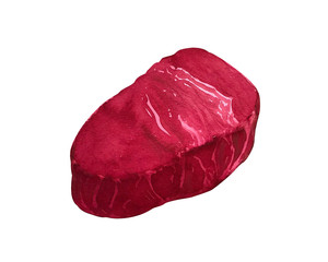 Hand drawn watercolor illustration of piece of meat.