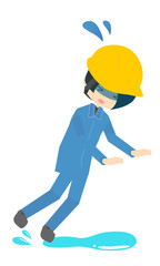 工場で滑るイラスト