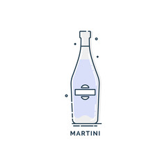 Bottle martini line art, great design for any purposes. Creative graphic element. Trendy design. Minimalism simplicity sign. Alcoholic product for restaurant illustration. Isolated on white background