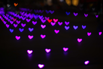 pink purple colorful bokeh and blur heart shape love valentine day