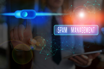 Handwriting text writing Spam Management. Conceptual photo help reduce or filter the amount of spam...