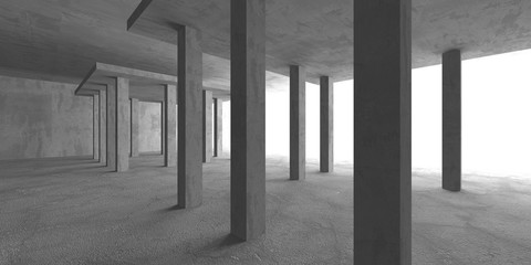 Dark concrete empty room. Modern architecture design
