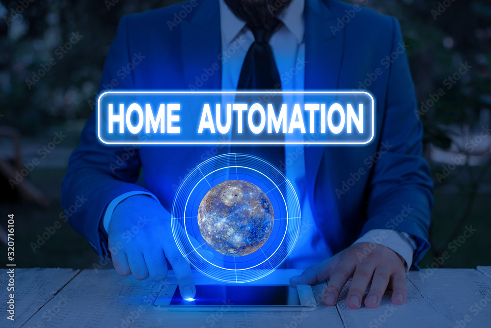 Poster handwriting text writing home automation. conceptual photo home solution that enables automating the