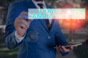 Handwriting text Fraud Analytics. Conceptual photo identification of actual or expected fraud to...