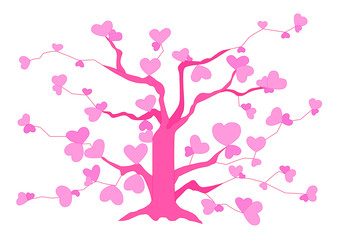 heart tree pink on white background design illustration vector