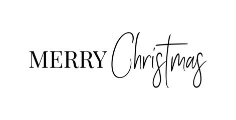 Merry Christmas typography text. Greeting card or banner with calligraphy, lettering, type. Creative script type xmas. Calligraphy creative font style banner. Merry Christmas Text.
