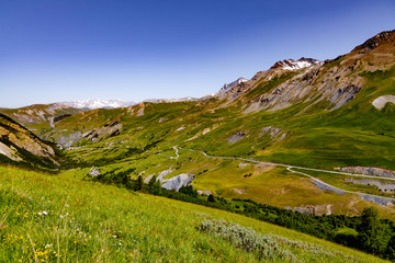 Naklejka premium Panoramic mountain views in the French Alps in the summer.
