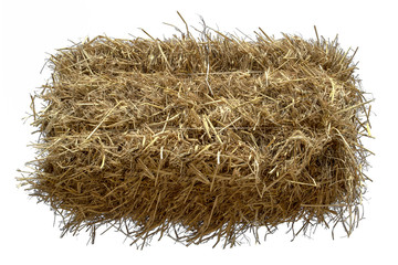 Straw heap isolated on a white background buried in the clipping path.