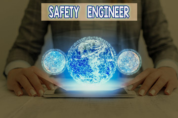 Conceptual hand writing showing Safety Engineer. Concept meaning demonstrating who inspects all...