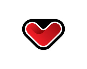 Arrow or love logo template design, emblem, symbol or icon