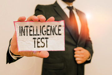 Word writing text Intelligence Test. Business photo showcasing test designed to measure the ability...