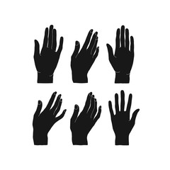Obraz premium Vector silhouettes of woman hand isolated on white background