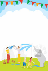 Obraz premium Thingyan, Burmese New Year Festival, Water Festival in Burma, Vector Illustration