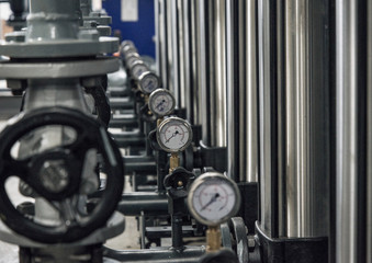 Fototapeta premium metal valve of steam generators in the boiler room