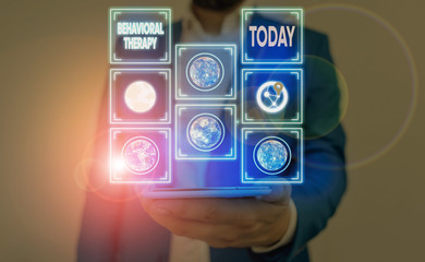 Word writing text Behavioral Therapy. Business photo showcasing help change potentially selfdestructive behaviors Elements of this image furnished by NASA